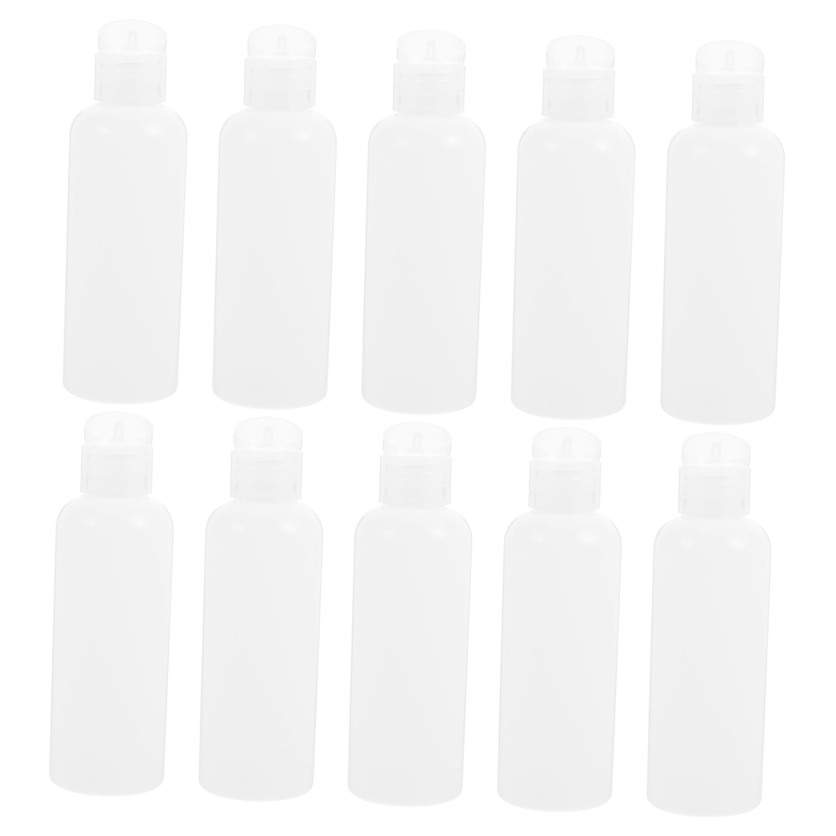 WOONEKY 50 Flaconi da Viaggio Ricaricabili 100ml in Pe Bianco, Contenitori per Lozioni Chiusura a Scatto, Compatti di Perdite