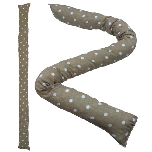 acquaverde | 1 Paraspiffero Imbottito per Porte e Finestre, Cuscino Parafreddo Isolante, Paraspifferi Imbottiti, Salamino in Cotone, Tortora con Pois - cm. 8x120