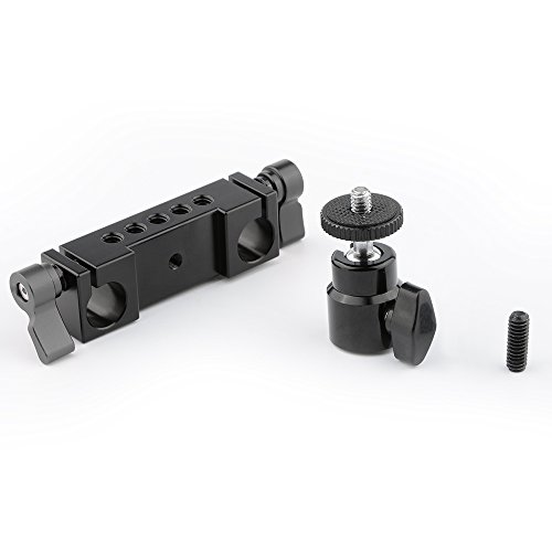 Camvate 15 mm rod clamp con adaptador de zapata y mini rótula negra para flash 5