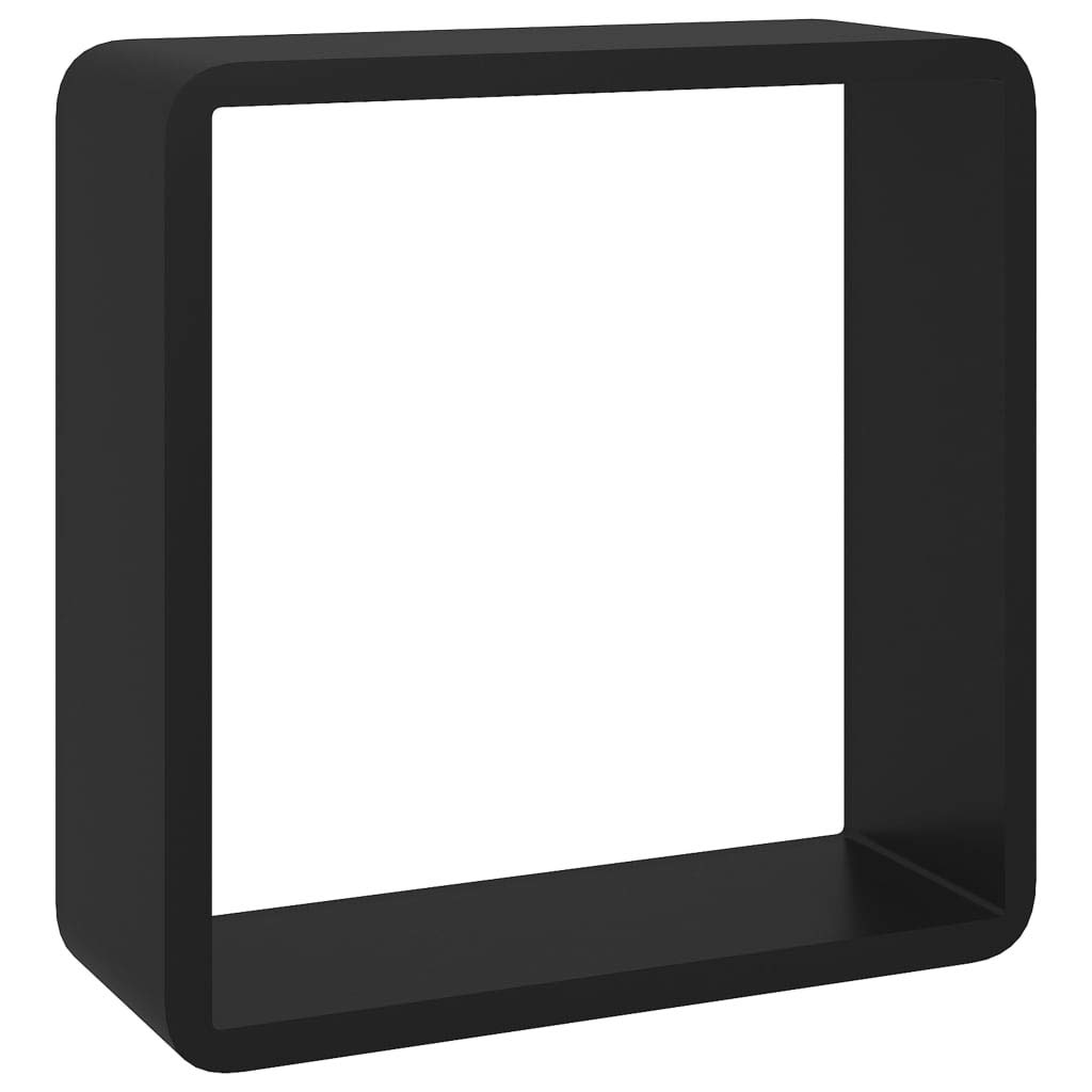 Scaffalature, mensole da parete e sporgenze, mensole cubiche da parete, 3 pezzi, in MDF nero