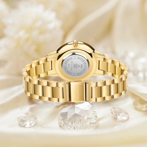 L LAVAREDO Women's Elegant Gold Quartz Watch with Easy-to-Read Date Dial and Adjustable Strap – Waterproof Luxury Timepiece for Every Occasion - Image 2