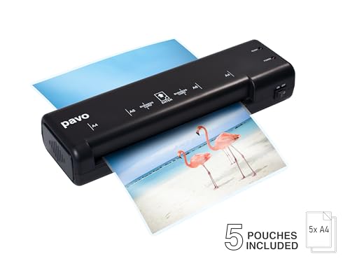 Pavo - Premium Laminiergerät A4 für Inklusiv 5-teiligem Laminierfolienset, 8038718