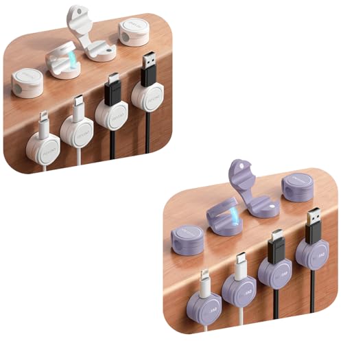 16-Pack Organizadores de Cable de Silicona con Clips Magnéticos, 8 mm de ancho para cables accesibles, Organizador de Cables FLYLEAD para escritorio, con adhesivo para organización en oficina y hogar miniatura 1