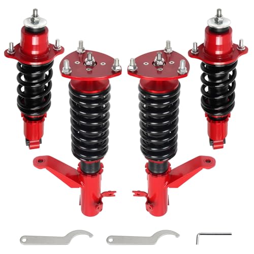 BHB Adjustable Coilovers Compatible with Acura RSX Type-S 2002-2006 Compatible with Honda Integra DC5 2001-2006 Coil Spring Absorber Struts Suspension Lowering Kit Red