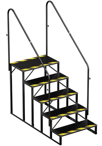 RV Steps with Handrails, 5 Step Hot Tub Stairs, Upgrade Anti-Slip RV Stairs Steps for Safety in and Out of RV, Camper, Mobile Home