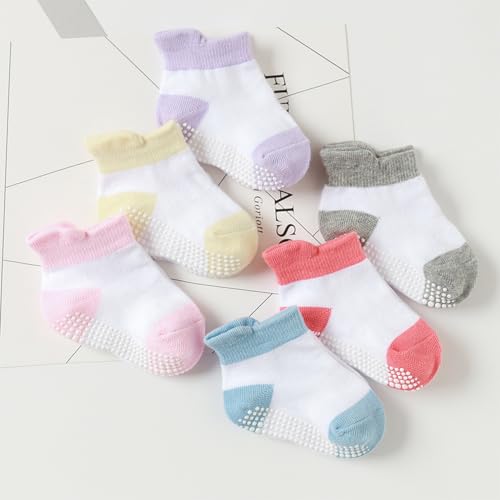 Image of MOMISY Baby Girl Boys children Non Slip Socks Toddlers Infant Warm Cotton Stretch Anti skid Socks-6 Pairs