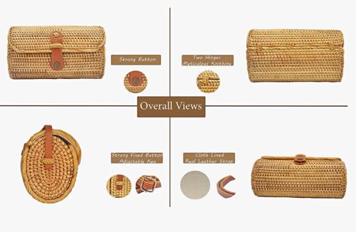 Generic Bali Rattan Bags for Women - Handmade Wicker Woven Purse Handbag with Leather Strap by ARAHAT Yellow - Image 6