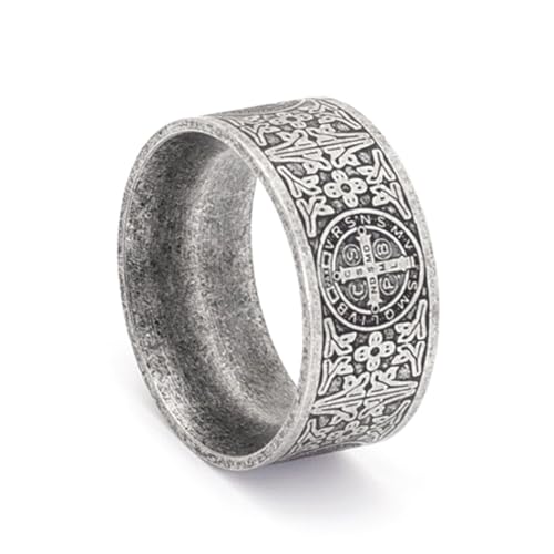 Amuleto cristiano de protección en anillo retro de 10 mm