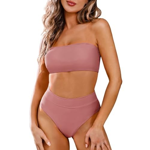 Pink Queen Women's Removable Strap Wrap Pad Cheeky High Waist Bikini Set Swimsuit Medium 01 - Pink1