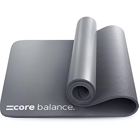 Core Balance Pilates Mat, Extra Thick Foam 10mm, Non Slip, Exercise Fitness Yoga, Compact Lightweight With Carry Strap, 180cm x 60cm x 1cm Cover