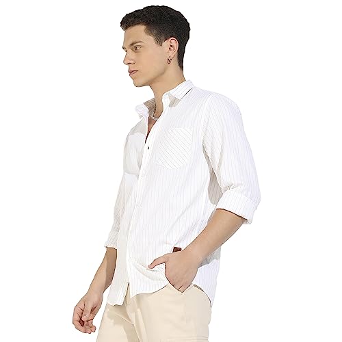 Image of CAHOOT Men's Button Up Regular Fit Shirt for Casual Wear | Regular Sleeve | Spread Collar | Button Closure | Shirts Crafted with Comfort Fit for Everyday Wear