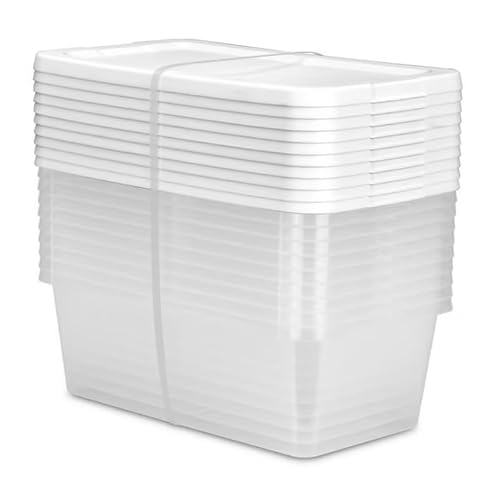 POMILER Clear Storage Boxes with Lids, 6 Quart, 13.5 x 8 x 4.6 inches, Set of 10, Stackable Containers for Shoes and Closet (Clear)