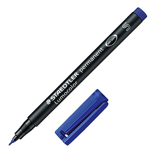 Staedtler Lumocolor 313 - Bolígrafo permanente (línea de 0,4 mm, punta muy fina, tinta color azul, 10 unidades)