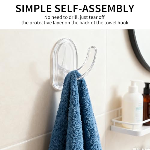 20 Stück haken selbstklebend,klein klebehaken transparent,stark selbstklebende haken zum kleben,Handtuchhalter wandhaken Ohne Bohren,transparente Handtuchhaken Kleiderhaken,für Küche/Badezimmer/Büro