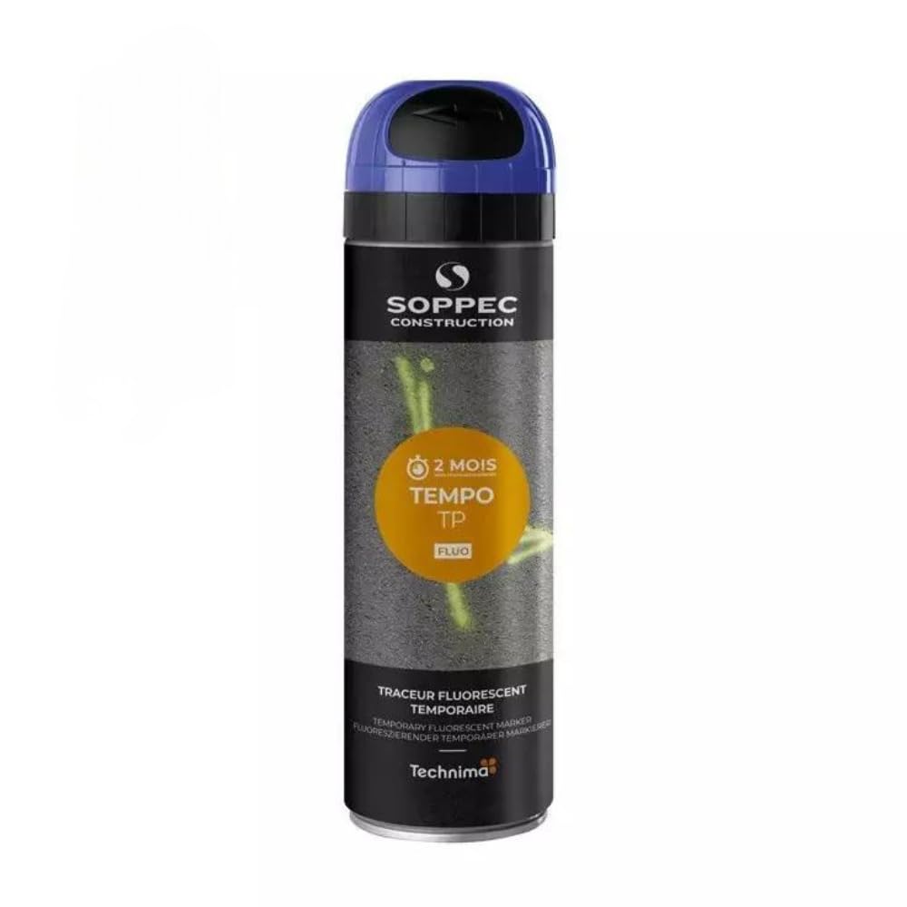 Soppec Blue Tempo TP Temporary Short Term Marking Survey Spray Paint 500ml