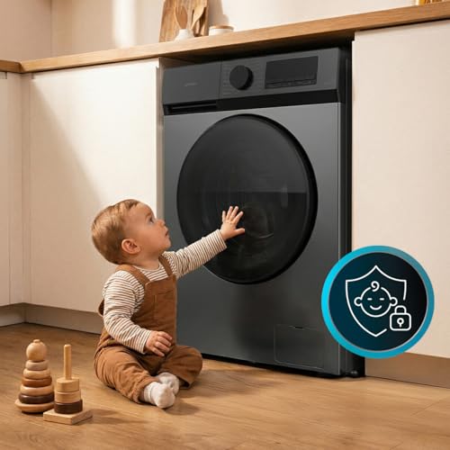 Cecotec Lave-linge à Chargement Frontal 7Kg Bolero DressCode 7450 Inverter Steel, 1200 tr/min, 16 programmes, Classe A-10%, Moteur Inverter Plus, Pearl Drum, Fonction Silence, Stop&Go, KidLock, Acier
