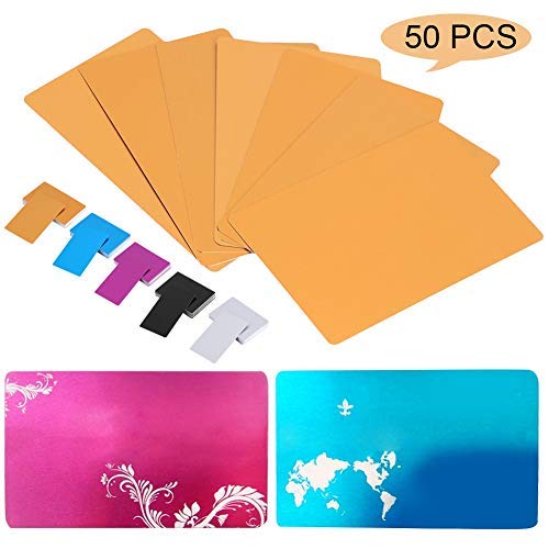 50Pcs Plate Blank Laser Mark Impressive Blanks Metal Business Cards Aluminum Plaque Engraved Metal Plate Etching Sheets Multiple Colors(Black) - Image 2