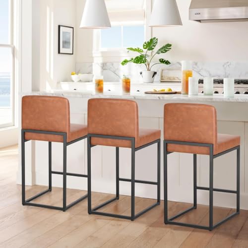 PHI VILLA Bar Stools Set of 3 - Counter Height Bar Stool...