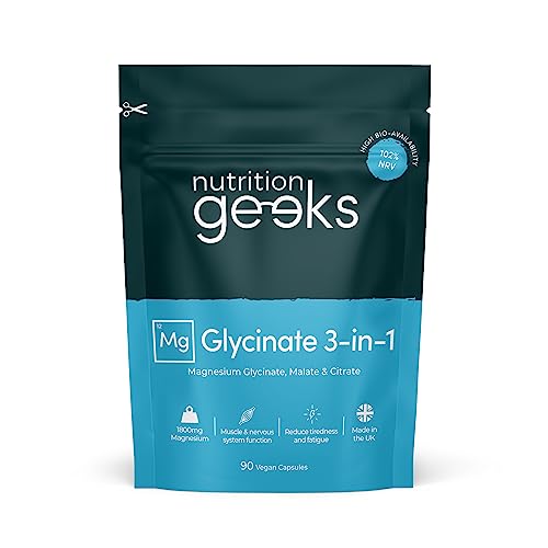 Magnesium Glycinate 3-in-1 Complex - 1800mg Magnesium Supplements as Magnesium Bisglycinate, Magnesium Citrate & Magnesium Malate - 90 Vegan Capsules, Triple High Absorption - 384mg Elemental, UK Made