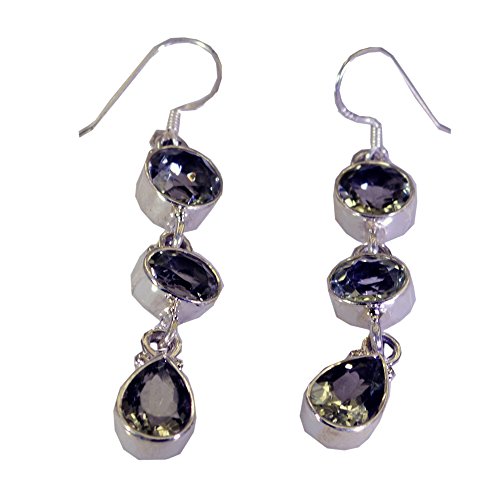 Boucle d'oreille naturel vert améthyste bijoux sterling femme crochet