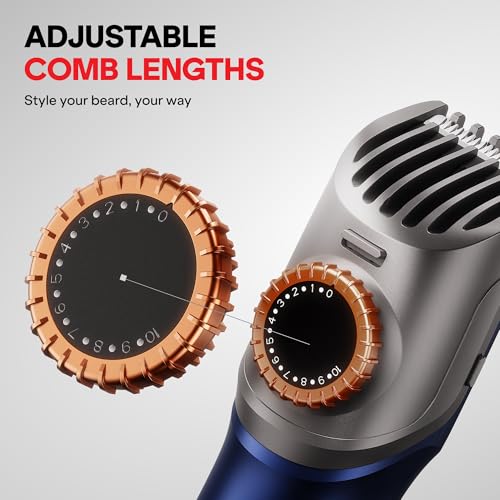 Image of boAt Slazer S100 Beard Trimmer For Men, 300 min runtime,2X Fast Charging, USB Type C, Metallic Finish, Adjustable Comb, Stainless Steel Blades, 2 Years Warranty (Electric Blue)