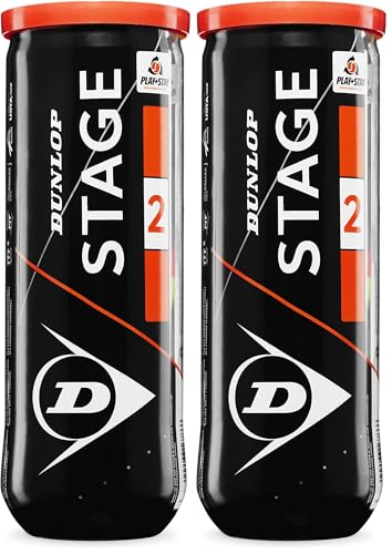 DUNLOP Tennisball Stage 2 Orange - für Kinder & Einsteiger im Mittelfeld (1x3er Dose) (Packung mit 2)
