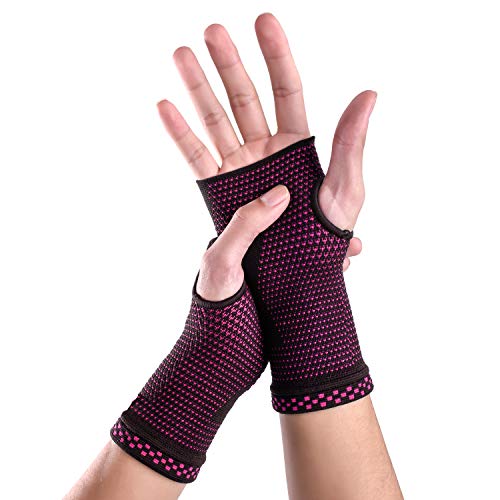 Wrist Brace Sleeves (Pair) with Medical Compression for Carpal Tunnel and Wrist Pain