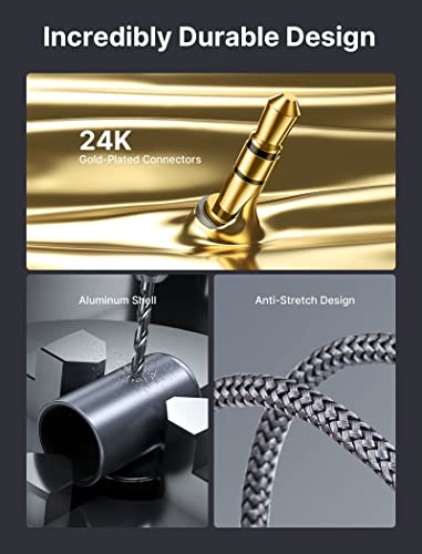 Image of JSAUX 6.6Ft /2M Rca To 3.5 mm Male Cable Nylon Braided