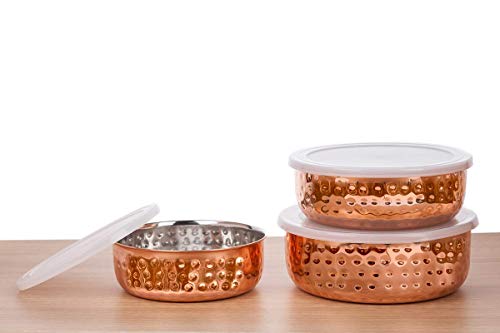 Signoraware Food Storage Bowls - Copper Plated Stainless Steel Stackable Storage Bowl Set