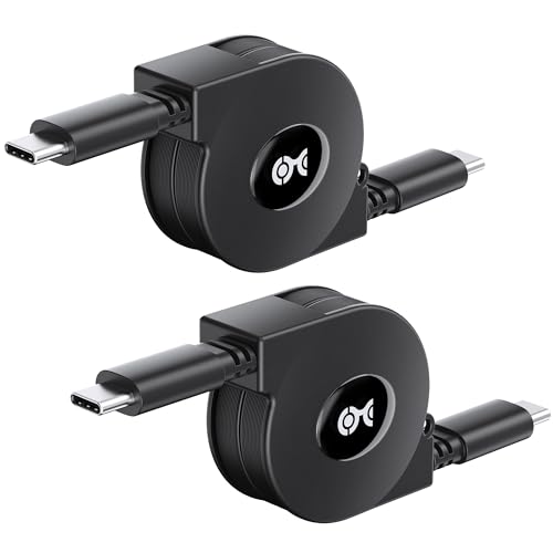 Cable Matters Retractable USB C Cable 3.3 ft, Up to [60W Charging, 480Mbps Data Transfer] Compatible with Apple CarPlay, Android Auto, USB C Charger Cable for iPhone 16/15, Galaxy S24, iPad Pro