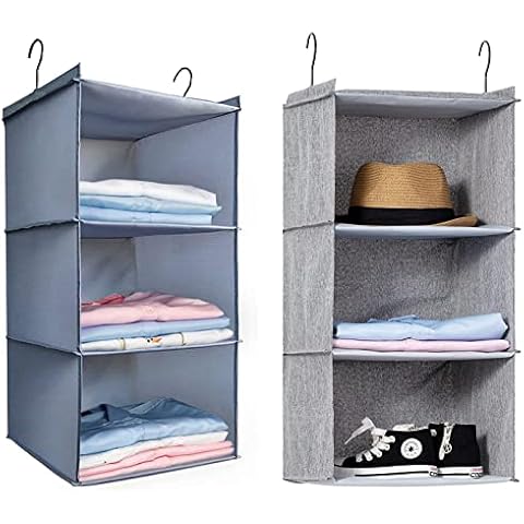DonYeco 3-Shelf Hanging Closet Organizers and Storage, Oxford Cloth and Linen Cloth Bundle Cover