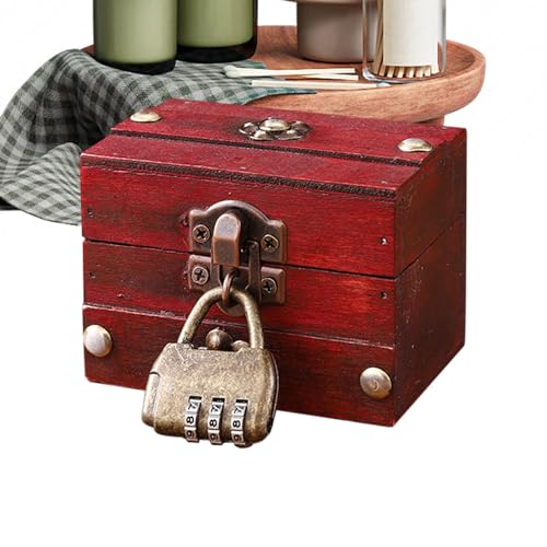 Wooden Box with Lid - Decorative Antique Organizer, Jewelry Storing