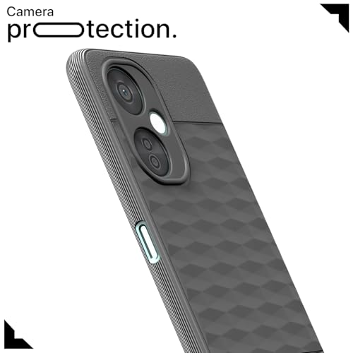 Image of Pikkme Back Cover for OnePlus Nord Ce 3 Lite 5G Camera Protection 3D Hexa Cube Design Silicone Protective Bumper Case (Grey)