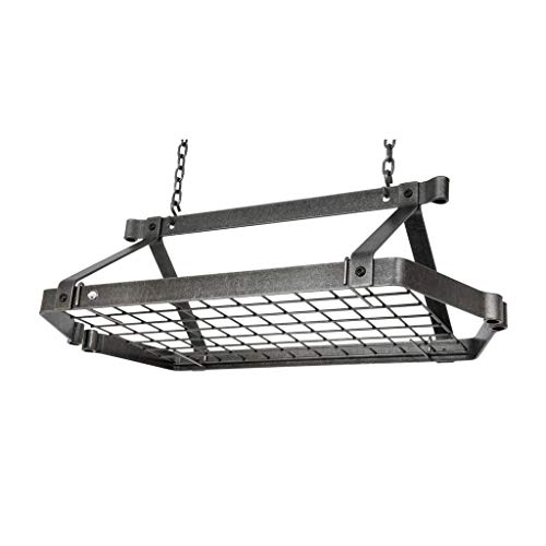 Enclume Decor Retro Rectangle Ceiling Rack with Grid, Hammered Steel