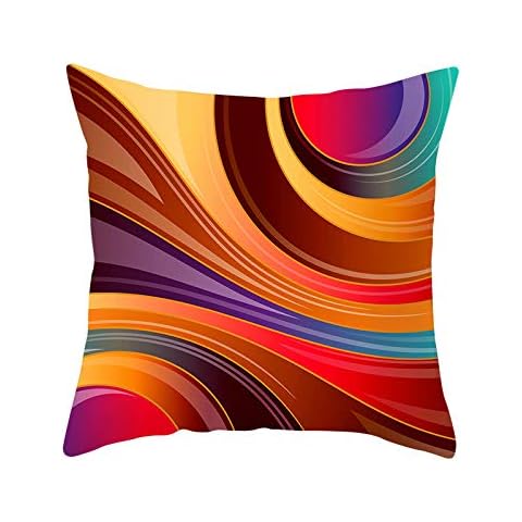 Sonojie 1 Piece Geometric Colourful Print Polyester Square Pillow case Sofa Throw Cushion Cover Home Decor Soft Throw Pillow Case Decorative Cover