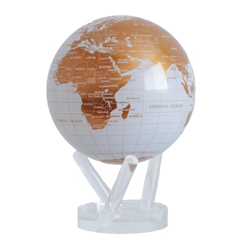 MOVA Globe – White and Gold 4.5” | Solar-Powered Rotating World Globe for Desk | Elegant Modern Decor | No Batteries or Wires