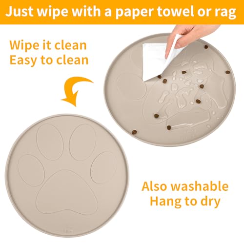 Ptlom Pacote com 2 Tapetes Antiderrapantes para Comida E Água, Tapetes para Comida E Água para Anima