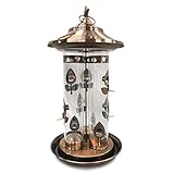 Generic Large Capacity Copper Metal Bird Feeder - Decorative Hanging Bird Feeder with Triple Feeding Tubes. Cardinal Bird Feeder for Large and Small Birds.