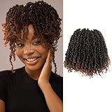 Osuntress 8 inch Yanky Twist Crochet Hair 10 Packs, Pre-looped Short Mini Spring Twists Micro Yankee Passion Braids （200 Strands, Ombre Medium Dark Brown)