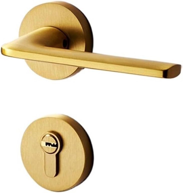 Pure Copper Door Lock Villa Indoor Bedroom Door Magnetic Split Lock Modern Simple Household Brass Solid Wood Door Lock(Elegant Black zinc Alloy)