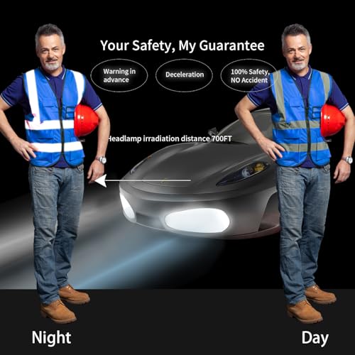 Image of High Visibility Safety Vest with Reflective Strips & Pockets