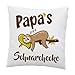 Liebtastisch Cojín con texto en alemán "Papa's Schnarcheck", Bester Papa, Día del Padre, Perezoso, cumpleaños, idea de regalo, cojín con relleno de 40 x 40 cm