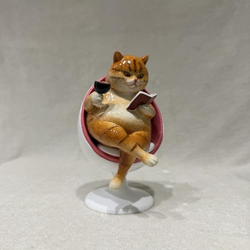 Image of AUGEN Polyresin Rotating Kitten Book Reading Statue Showpiece for Home Decor Decoration and Gifting (1767F18, 15.5cm)