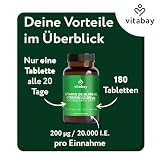 Vitabay Vitamin D3 + K2 Depot – 180 vegane Tabletten – hochdosiert – 20.000 IE Premium Vitamin D3 mit K2-MK7 All-Trans – ohne Zusätze – vegan & laborgeprüft in Deutschland – Vorrat für lange Zeit