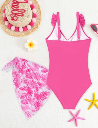 Happy Cherry Girls One Piece Swimsuit with Coverup Mesh Skirt Cut Outs Ruffle Cute Bathing Suits for Teens Padded Swimwear2