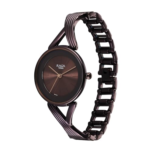 Image of Titan Raga Chic Quartz Analog Brown Dial Metal Strap Watch for Women-2698QM01 /NT2698QM01