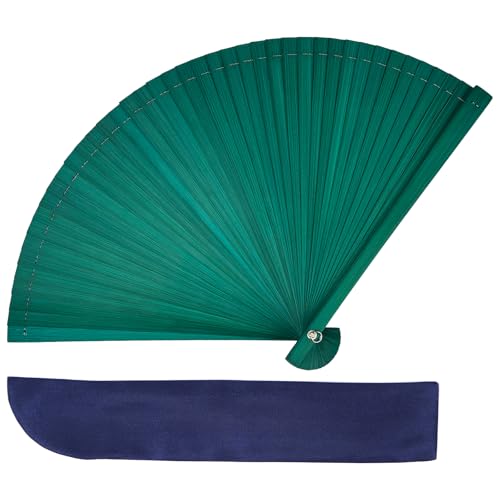 [TOuWA] 扇子 メンズ レディース 竹骨 和柄 軽量 日本 お土産 お祭り 花火大会 忘年会 新年会 発表会 浴衣 着物 和装 和小物 歌舞伎小物 紳士用 男女兼用 センス 2点セット (扇子、扇子袋 竹製緑色)のサムネイル