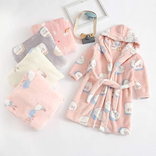 Toddlers Boys Girls Hooded Robe Soft Fleece Bathrobe Pajamas Dressing Gown Sleepwear2