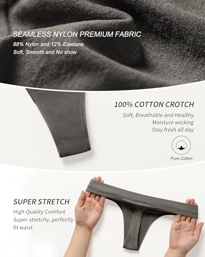 Image of SHARICCA Seamless Thongs for Women Sexy Breathable No Show Thong Underwear Women Multiple Pack