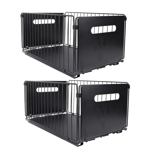 Oytrui Organizador de Gabinete Extraíble, Estante de Especias Flexible de Metal de 2 Uds con Diseño de Hierro Resistente para Almacenamiento Debajo del Fregadero de la Cocina (Alto)